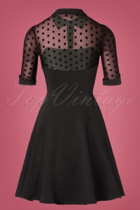 Collectif Clothing - 50s Wednesday Polkadot Skater Dress in Black 4