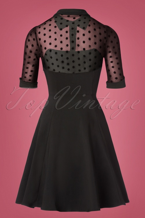 Collectif Clothing - 50s Wednesday Polkadot Skater Dress in Black 4
