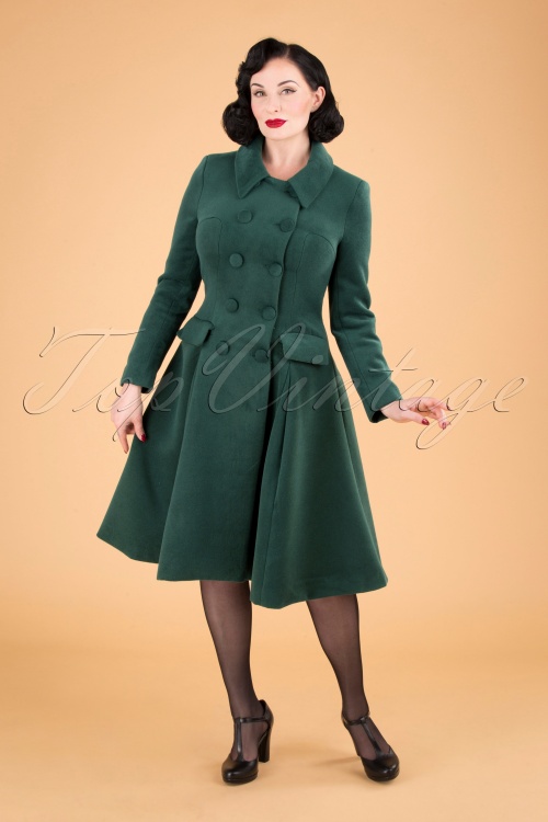 60s Solid Tights in Pine Green