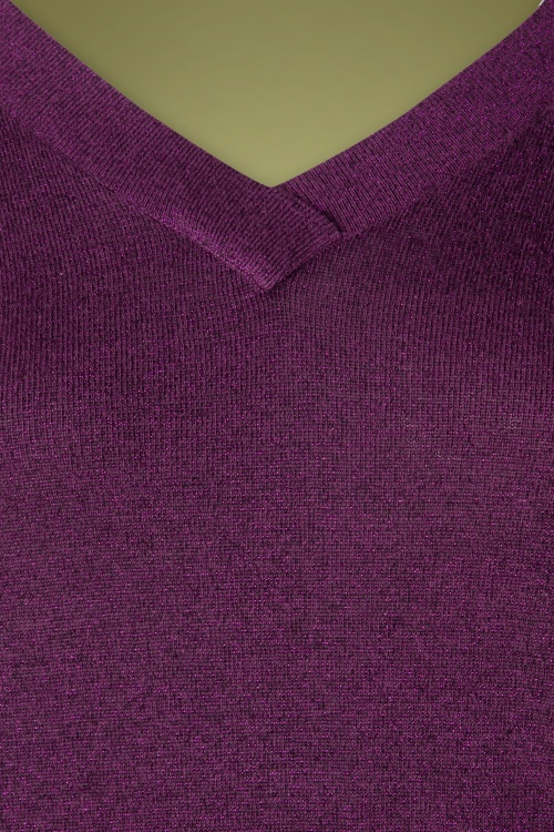 King Louie - 50s Double V Neck Top in Sparkling Purple 4
