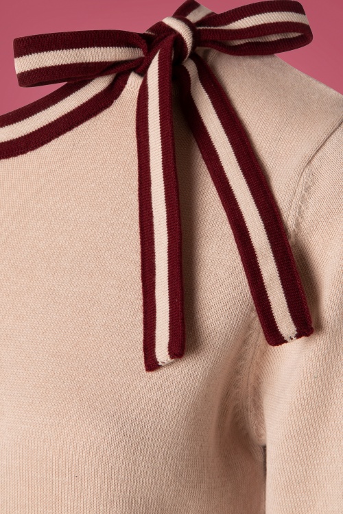 Pretty Vacant - 50s Bow Neck Crew Sweater in Pale Pink 3
