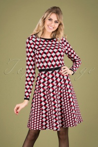 Smashed Lemon - 60s Celie Geometric Dress in Red and Black 3