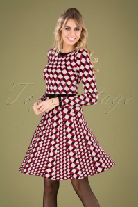 Smashed Lemon - 60s Celie Geometric Dress in Red and Black
