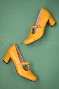 Lulu Hun - 60s Giselle T-Strap Pumps in Mustard