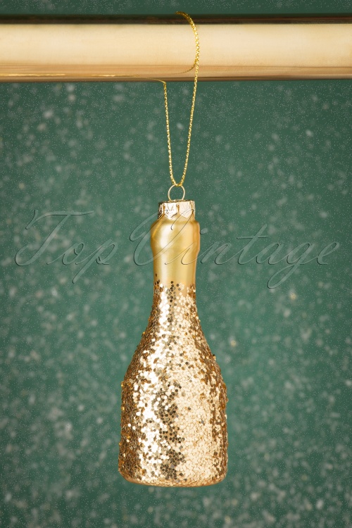 Sass & Belle - Lets Celebrate Glitter Prosecco Bauble in Gold 2