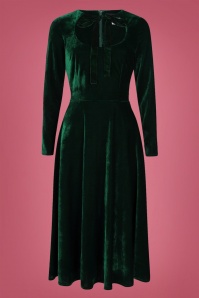 Collectif Clothing - Clara fluwelen swingjurk in groen 2