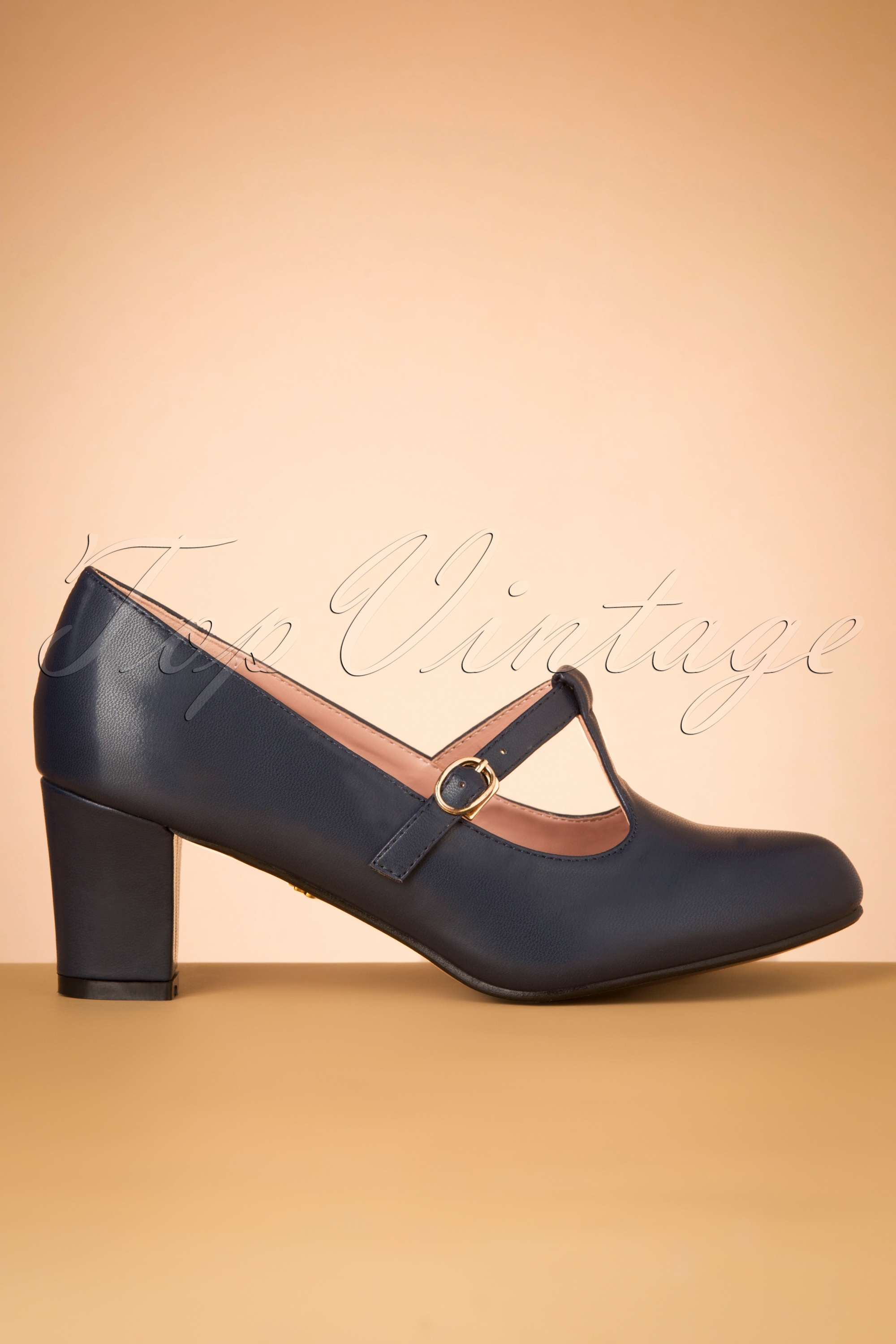 Lulu Hun - Giselle T-Strap pumps in marineblauw 2