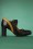 La Veintinueve - Margot Leather Pumps Années 60 en Noir et Moutarde 2