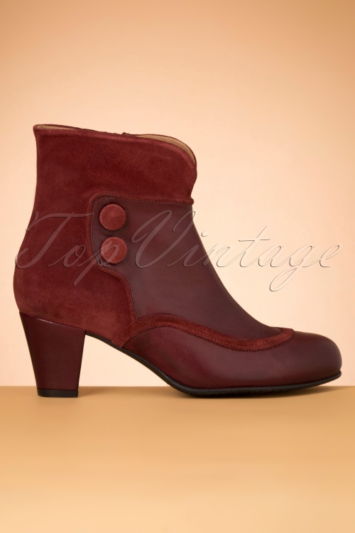 La Veintinueve - Olga Leather Ankle Booties Années 60 en Rouge Duotone 