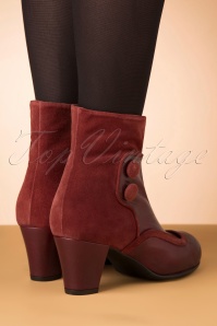 La Veintinueve - Olga Leather Ankle Booties Années 60 en Rouge Duotone  5