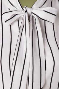 Unique Vintage - Gwen Striped Blouse Années 40 en Blanc et Noir  3