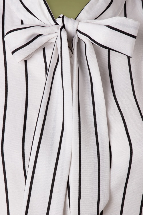 Unique Vintage - Gwen gestreepte blouse in wit en zwart 3