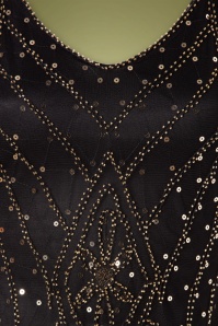 Unique Vintage - Lina Fringe Flapper-jurk in zwart en goud 4