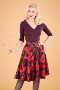 Vintage Chic for Topvintage - 50s Selena Floral Swing Skirt in Black