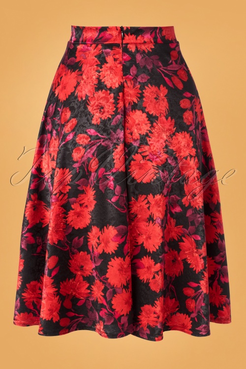 Vintage Chic for Topvintage - 50s Selena Floral Swing Skirt in Black 3