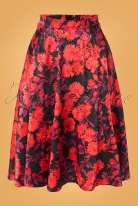 Vintage Chic for Topvintage - 50s Selena Floral Swing Skirt in Black 2