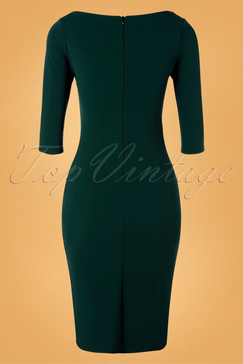 Vintage Chic for Topvintage - 50s Laurel Pencil Dress in Forest Green 4