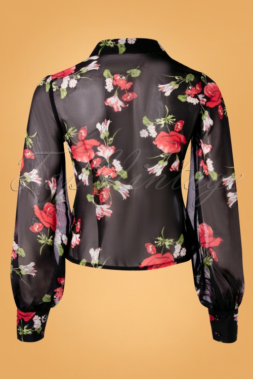 Belsira - Dora blouse met bloemenprint in zwart 4