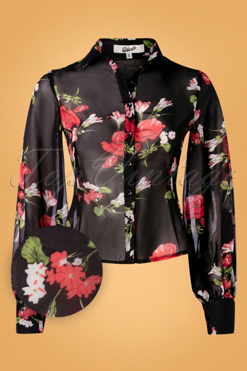 Belsira - Dora blouse met bloemenprint in zwart 2