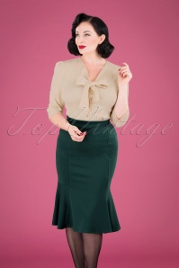 Vintage Chic for Topvintage - Trina Trumpet Pencil Skirt Années 50 en Vert Sapin