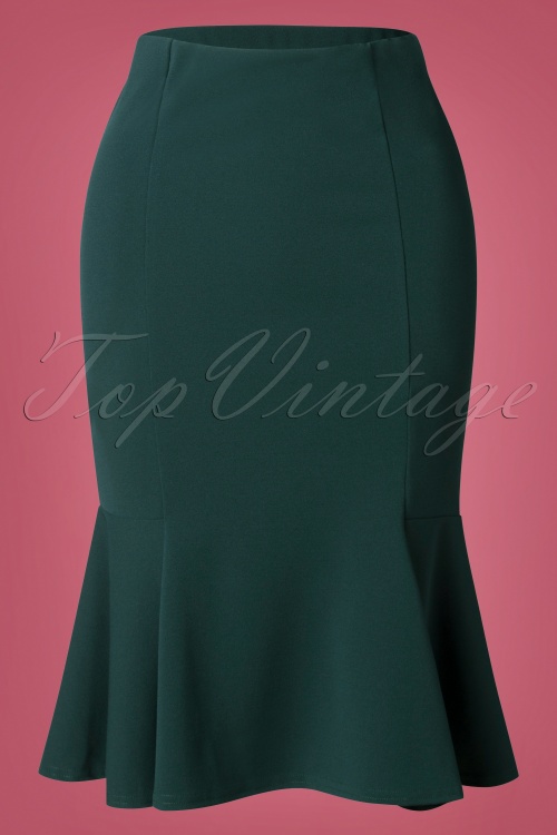 Vintage Chic for Topvintage - 50s Trina Trumpet Pencil Skirt in Forest Green 2