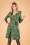Yumi - Butterfly and Poppy Wrap Dress Années 60 en Vert