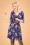Yumi - Autumn Crane Wrap Dress Années 60 en Bleu Marine