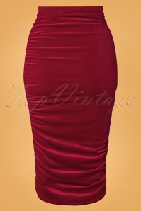 Vintage Chic for Topvintage - 50s Gia Velvet Bodycon Pencil Skirt in Red 3