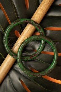 Splendette - TopVintage Exclusief ~ Fern Narrow Carved Bangle Set in groen 2