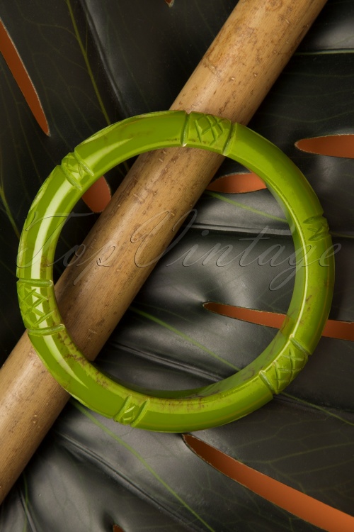 Splendette - TopVintage Exclusief ~ Elzen Midi gesneden armband in groen 2