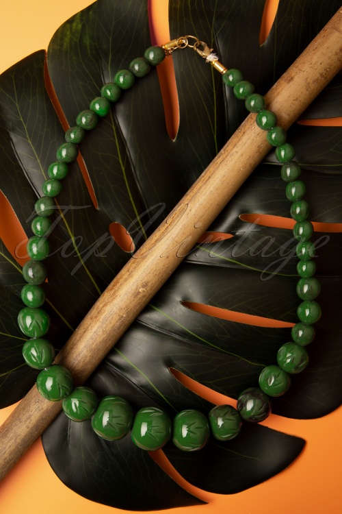 Splendette 32466 Green Fern Fakelite Necklace Beads 20191030 003W
