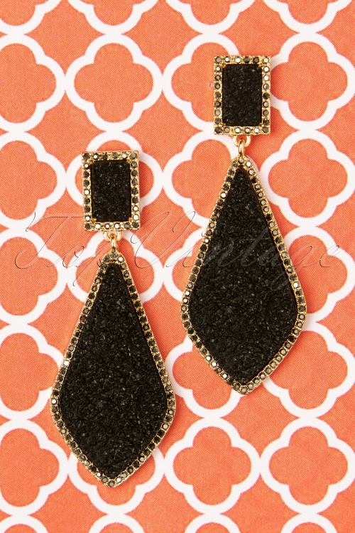 Louche - 50s Naomi Earrings in Black and Gold