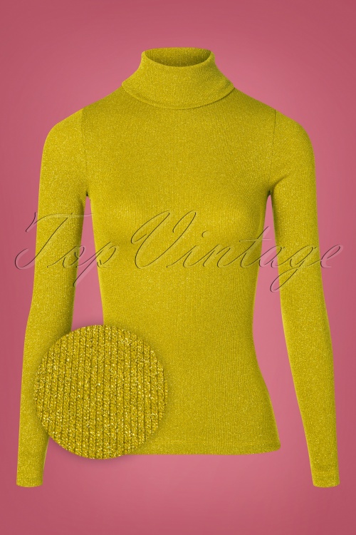 King Louie - 70s Rollneck Lurex Rib Top in Curry Yellow