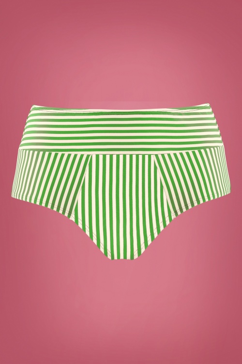 Marlies Dekkers - Holi Vintage Bikinihose mit hoher Taille in Grün und Ecru 3