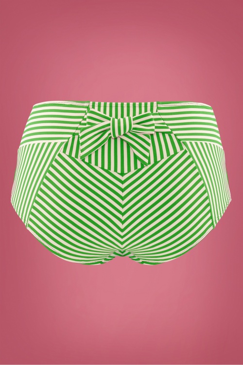 Marlies Dekkers - Holi Vintage Bikinihose mit hoher Taille in Grün und Ecru 2