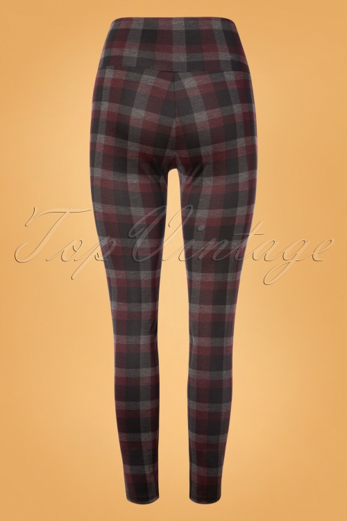 Steady Clothing - 50s Audrey Check Leggings in Burgundy 2