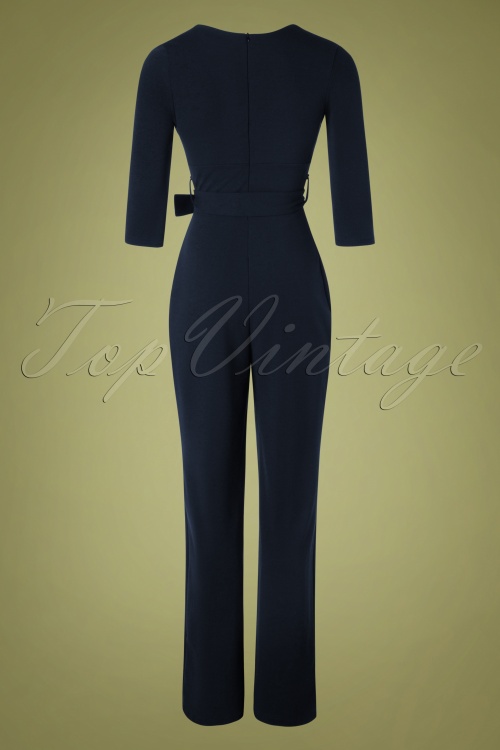 Vintage Chic for Topvintage - Jillian jumpsuit in marineblauw 2