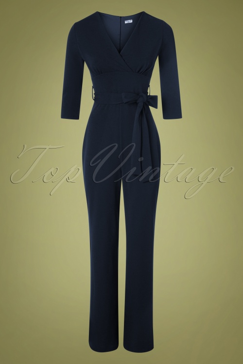 Vintage Chic for Topvintage - Jillian jumpsuit in marineblauw