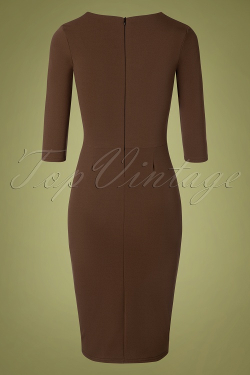 Vintage Chic for Topvintage - 50s Denise Pencil Dress in Rocky Road Brown 2
