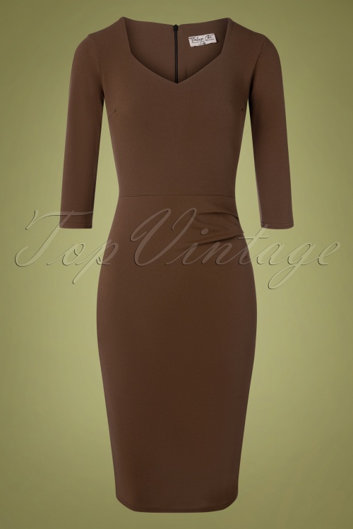 Vintage Chic for Topvintage - 50s Denise Pencil Dress in Rocky Road Brown