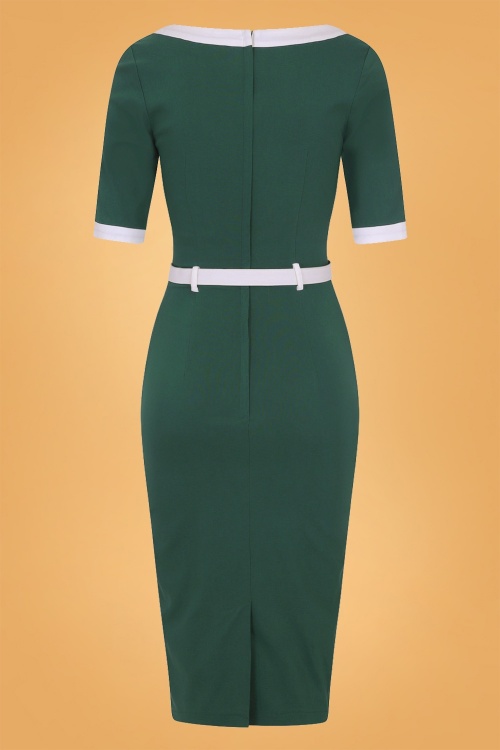 Collectif Clothing - 50s Freya Pencil Dress in Teal 4