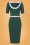 Collectif Clothing - Freya Pencil Dress Années 50 en Vert Canard 2