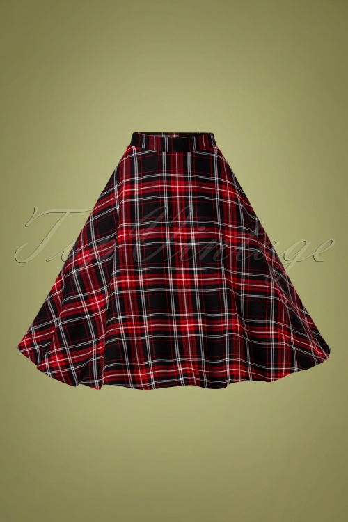 Bunny - 50s Islay Tartan Swing Skirt in Black and Red 4
