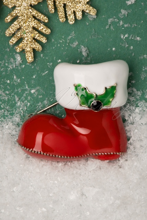 Darling Divine - 50s Santa's Boot Brooch in Red