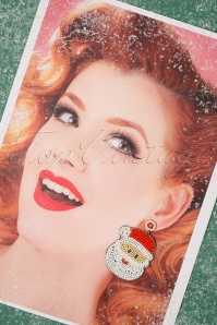Darling Divine - 50s Santa Earrings in White and Red 2