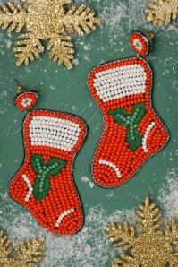 Darling Divine - 50s Christmas Stocking Earrings in Red