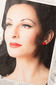 Hop Skip And Flutter - 60s Porcelain Poppy Stud Earrings in Red 2
