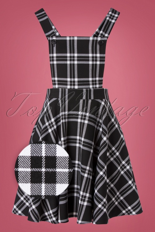 Bunny - Islay Pinafore Dress in Années 60 en Noir et Blanc