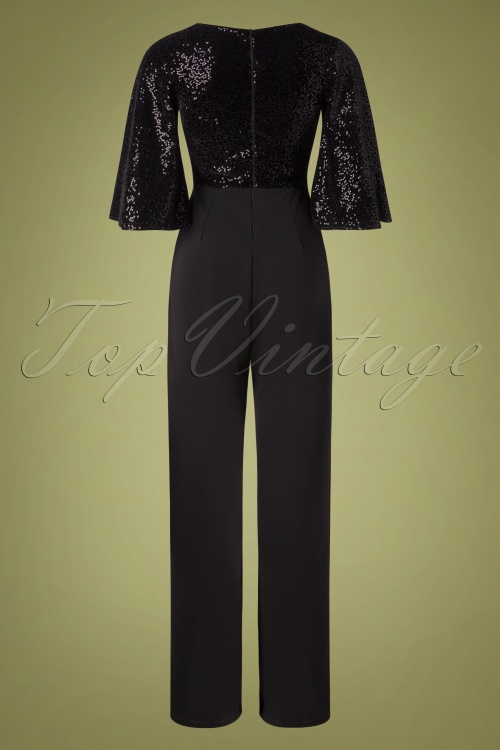 Vintage Chic for Topvintage - Courtney jumpsuit met pailletten in zwart 2
