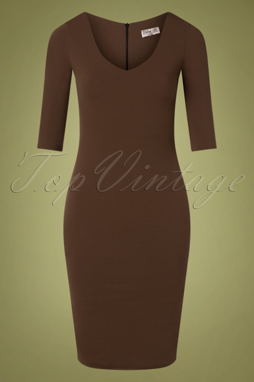 Vintage Chic for Topvintage - 50s Kinsley Pencil Dress in Rocky Road Brown